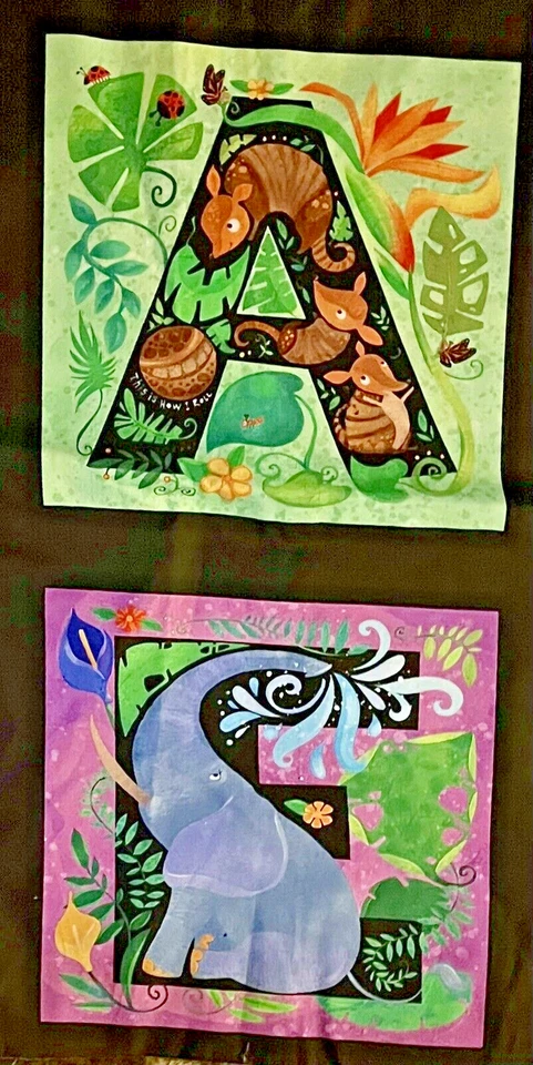 ABC 123 By Northcott Studio - Black Alphabet Blocks Panel Remnant A-I 44"X17" - Image 3 of 4