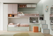 CAMERETTA PONTE+SOPPALCO 2 LETTI ARMADIO SCRITTOIO LIBRERIE ECOLOGICA CATAS 34