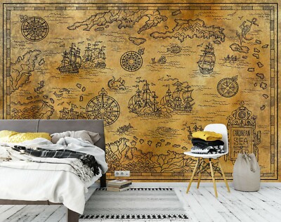 3D Vintage Mountain 200NA World Map Wall Paper Wall Print Decal Mural Fay