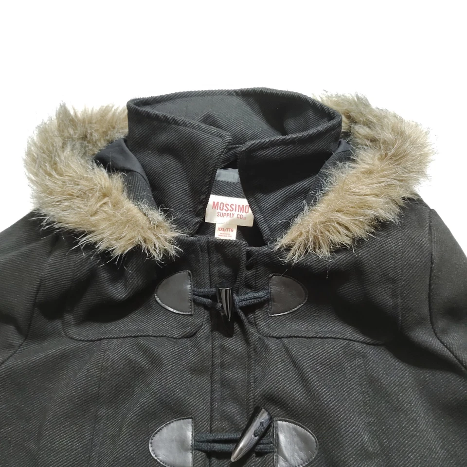 Abrigo Mossimo XXL de piel sintética con capucha bolsillos de pana para mujer Foto 3 de 4
