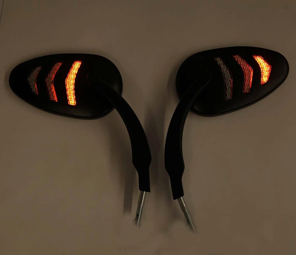 Espejo retrovisor negro flecha LED intermitente moto para Harley Davidson Foto 2 de 4
