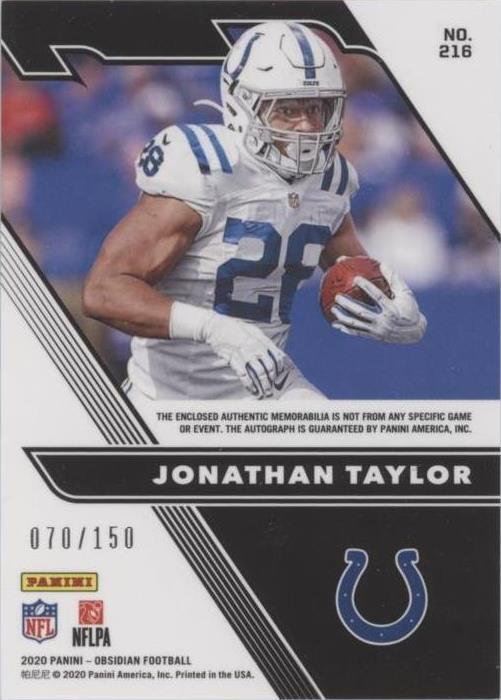 2020 Panini Obsidian Jonathan Taylor #216 for sale | eBay 2020 Panini Obsidian Jonathan Taylor #216 for sale | eBay