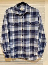 J.Crew Men Long Sleeve Plaid Cotton Flannel Blue Size Medium EUC