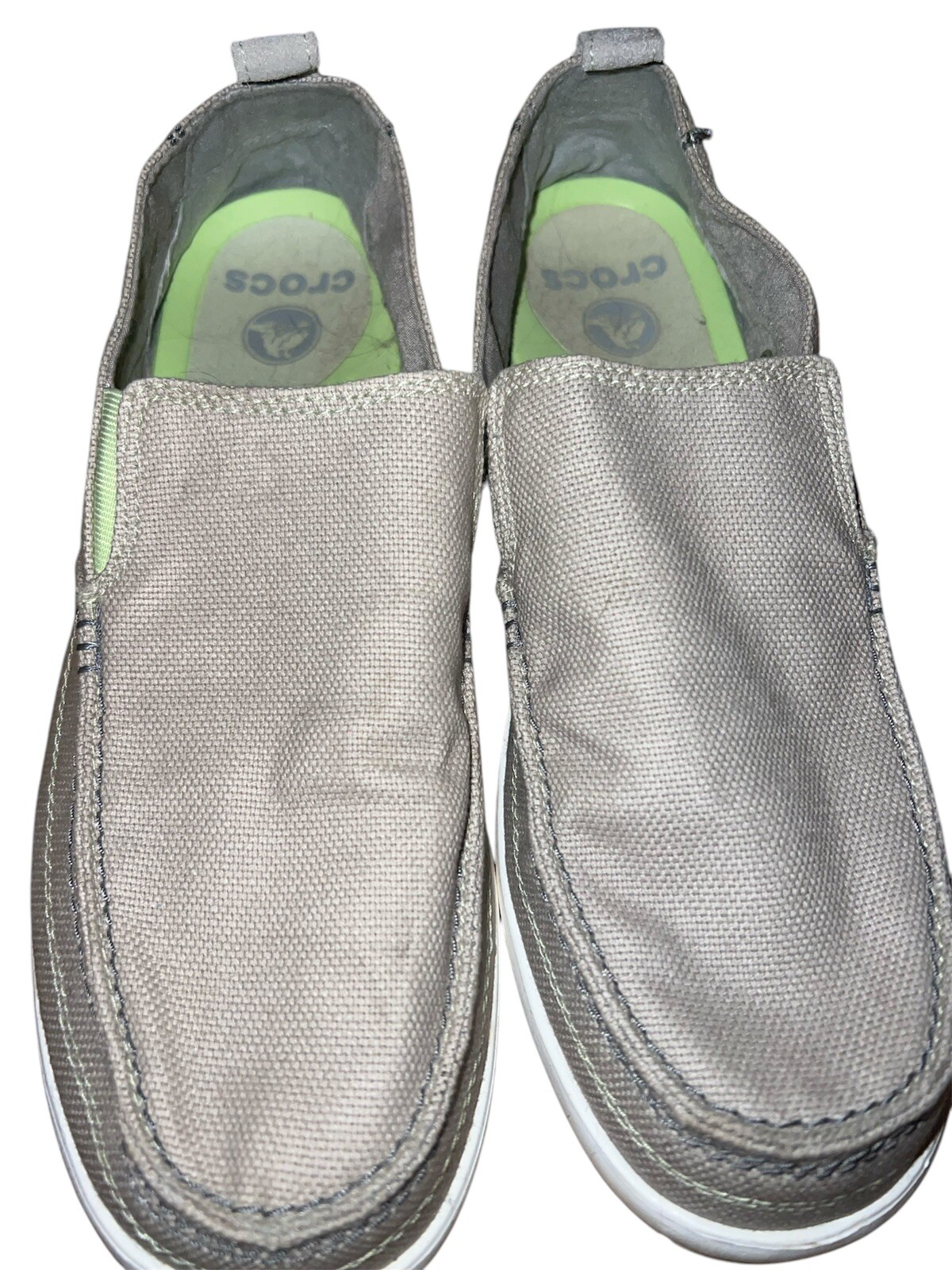 CROCS Walu Slip On Loafers Mens Size 10 Casual Beige Comfort Boat Shoes