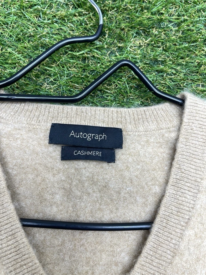 M & S автограф кашемир свитер женщин Великобритании 12 подходит маленький 100% бежевый осени теплый Y2K - Изображение 3 из 4