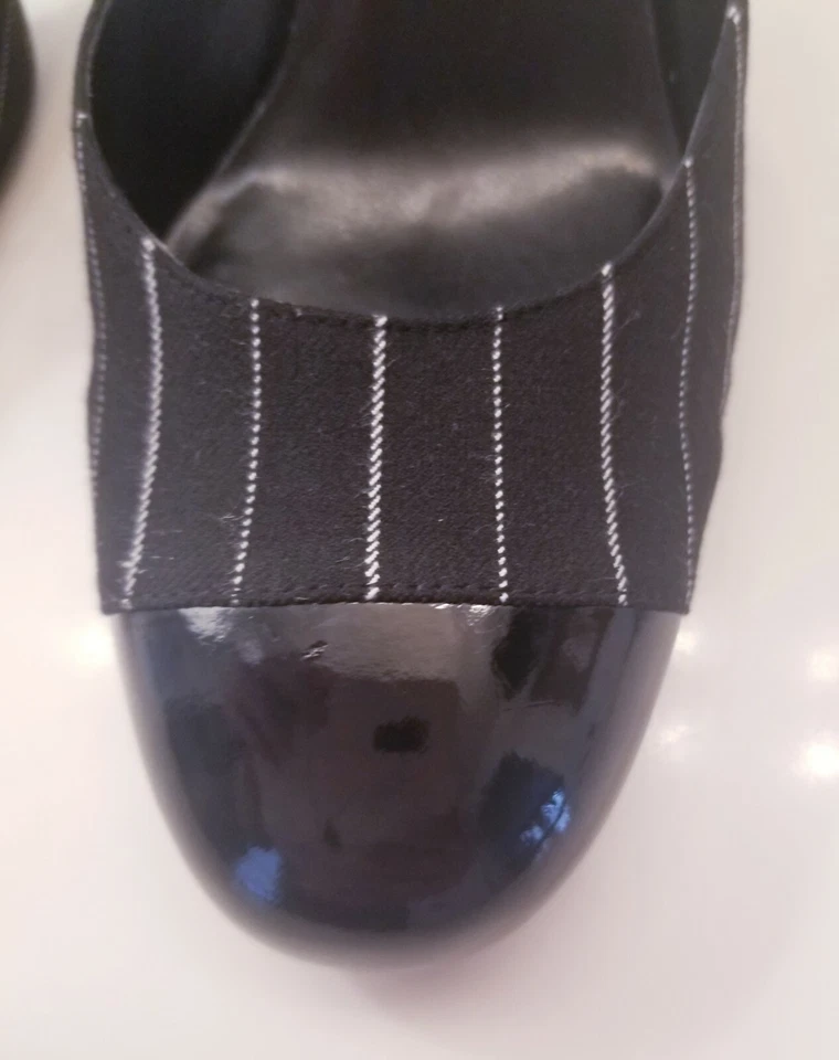 Lindos zapatos de tacón Ann Marino 8,5 correa para el tobillo tela punta redonda cerrada suela de cuero Foto 4 de 4