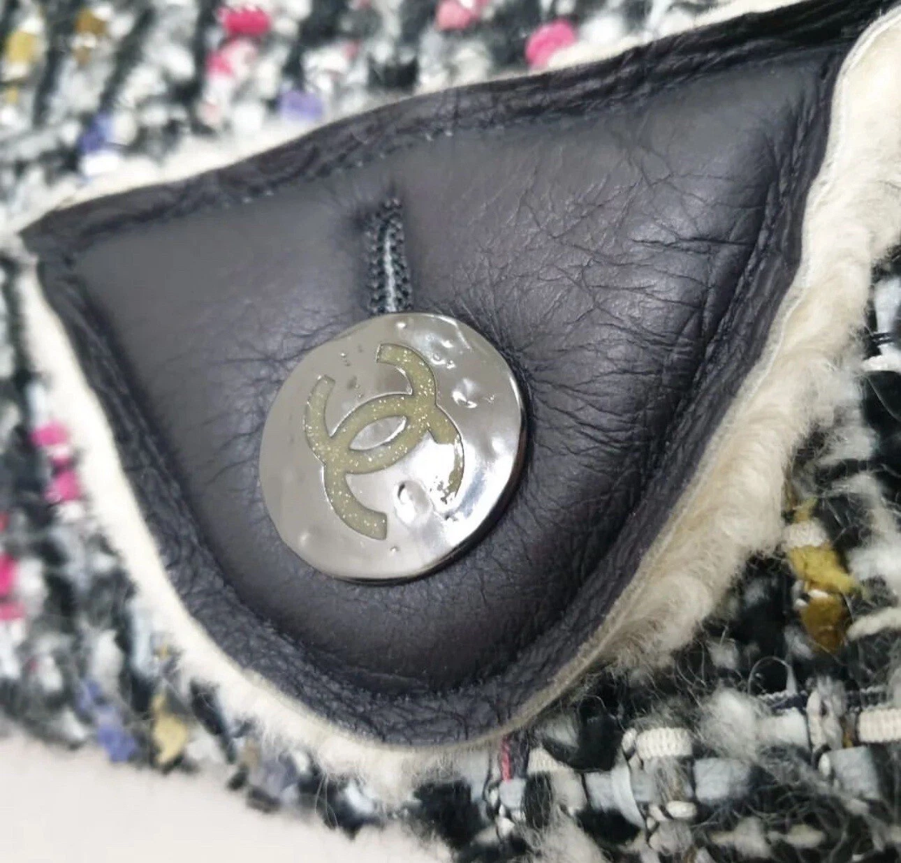 Giacca blazer Chanel Tweed Shearling taglia 38