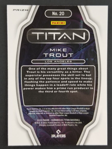 Mike Trout 2022 Panini Titan Checkerboard Baseball Card #20 (NM) - Picture 2 of 2
