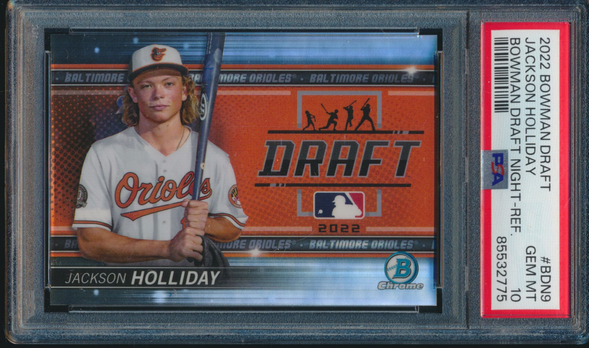 PSA 10 JACKSON HOLLIDAY 2022 Bowman Chrome DRAFT NIGHT REFRACTOR