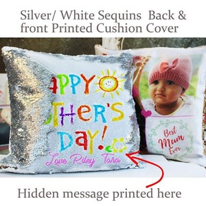 sequin cushions with hidden message