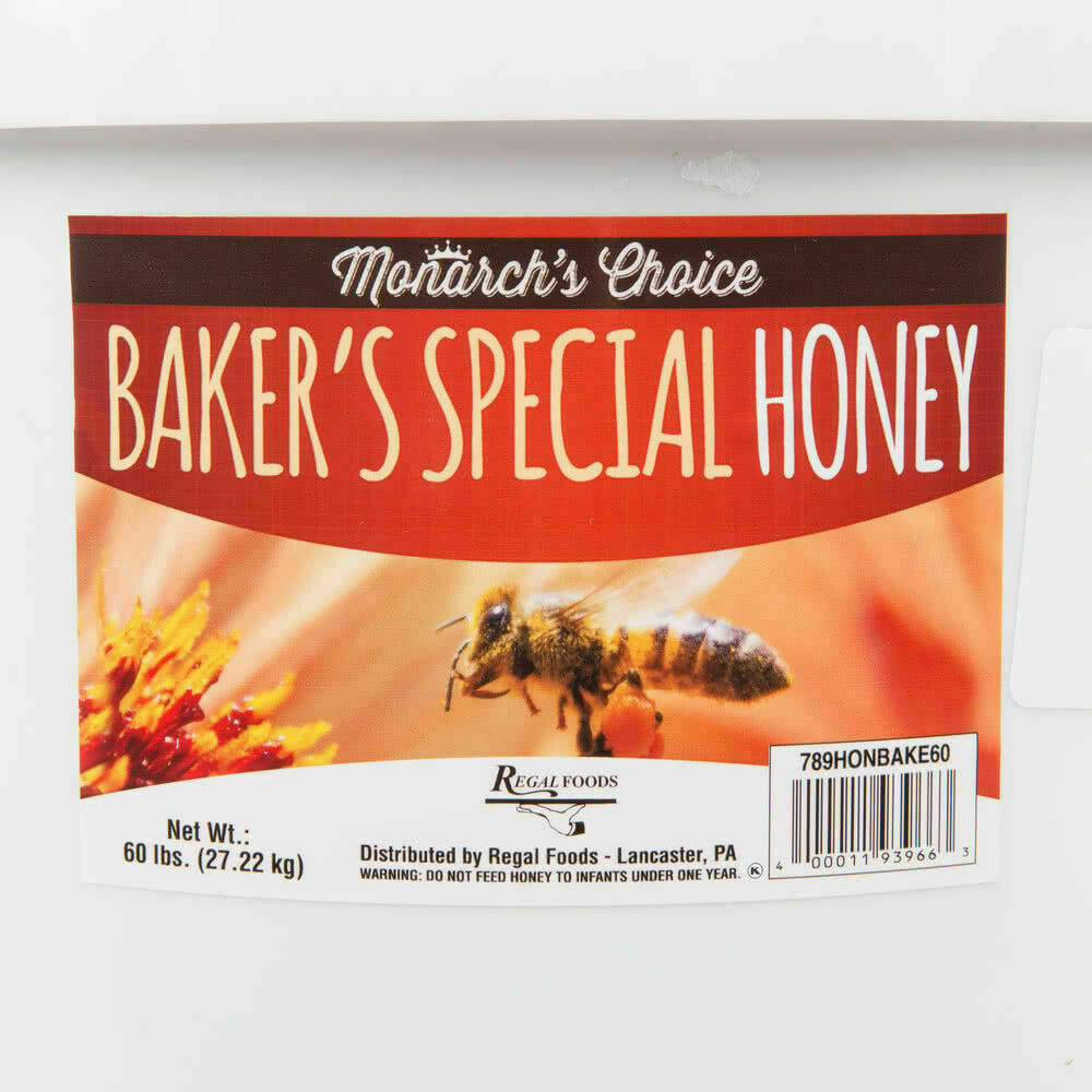 Monarch's Honey 60 lb Pure Bulk Honey 5 Gallon Pail Bakers Special