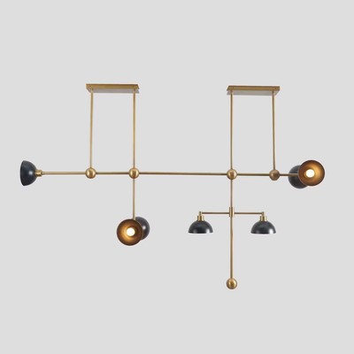 Stilnovo Style Seven Lights Shade Sputnik Chandelier Light Fixture Brass Ceiling