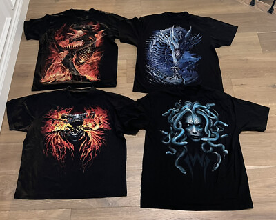(4) Double Sided Shirts Dragon Game Of Thrones Medusa & More! Sz XL ? READ! GOT