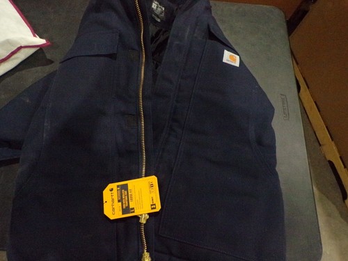 Carhartt Men's Loose Fit Firm Duck Insulated Traditional Coat Dark Navy, SMALL - Picture 2 of 4