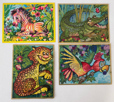 LOT 4 Vintage 1970 Quality Crest & Monte Greeting Cards - Parrot, Zebra & More