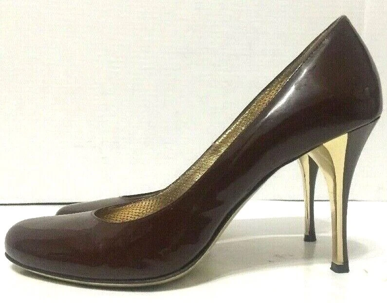 Zapatos de tacón alto Gianmarco Lorenzi punta almendra charol marrón para mujer talla 37 Foto 4 de 4