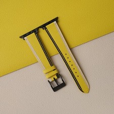 Tricolor Yellow Epsom Leather Apple Watch Band 38mm 40mm 41mm 42mm 44mm 45mm