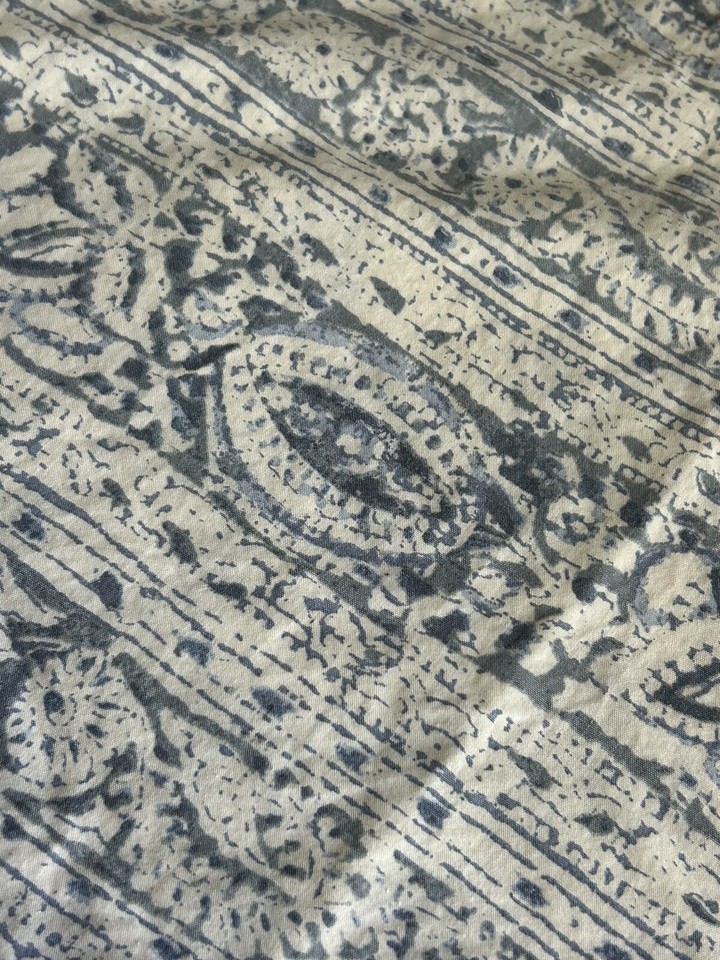 Simply Shabby Chic Indigo Batik Floral Ruffled Pillow Shams Blue White