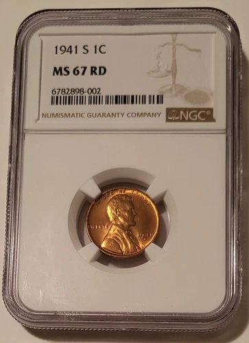 NGC 1941 S Lincoln Wheat Cent MS67 RED