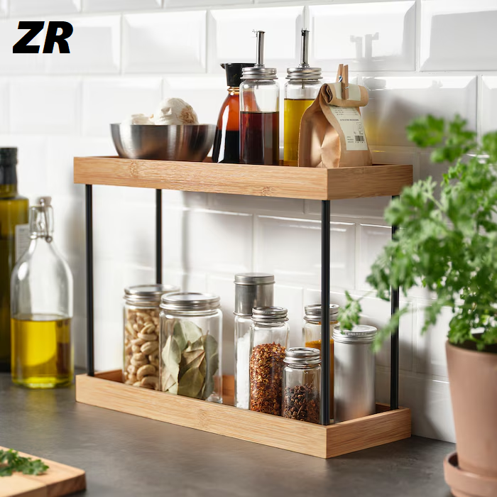 IKEA 2-Tier Metal Kitchen Countertop Display Shelf Bamboo Spice