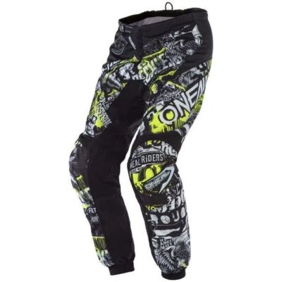 O'Neal 2024 Motocross Pantalones Element Attack Youth Negro Amarillo MX Niños - Imagen 1 de 2