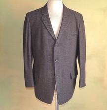 42 Vintage 50s Flecked Tweed 3 Button Suit Jacket Winter Weight Charcoal USA