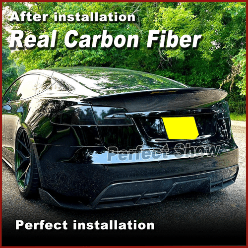 For Tesla Model S Plaid 21-24 REAL Carbon Front Bumper Lip Side Skirts Diffuser - Bild 9 von 18