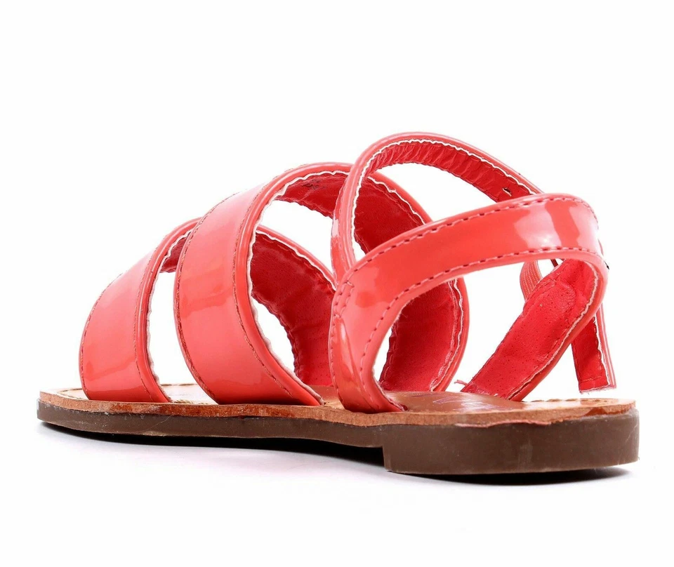 Peach Cute Strappy Buckle Kids Girls Sandals Flats Youth Casual Shoes Size 9 - Image 4 of 4