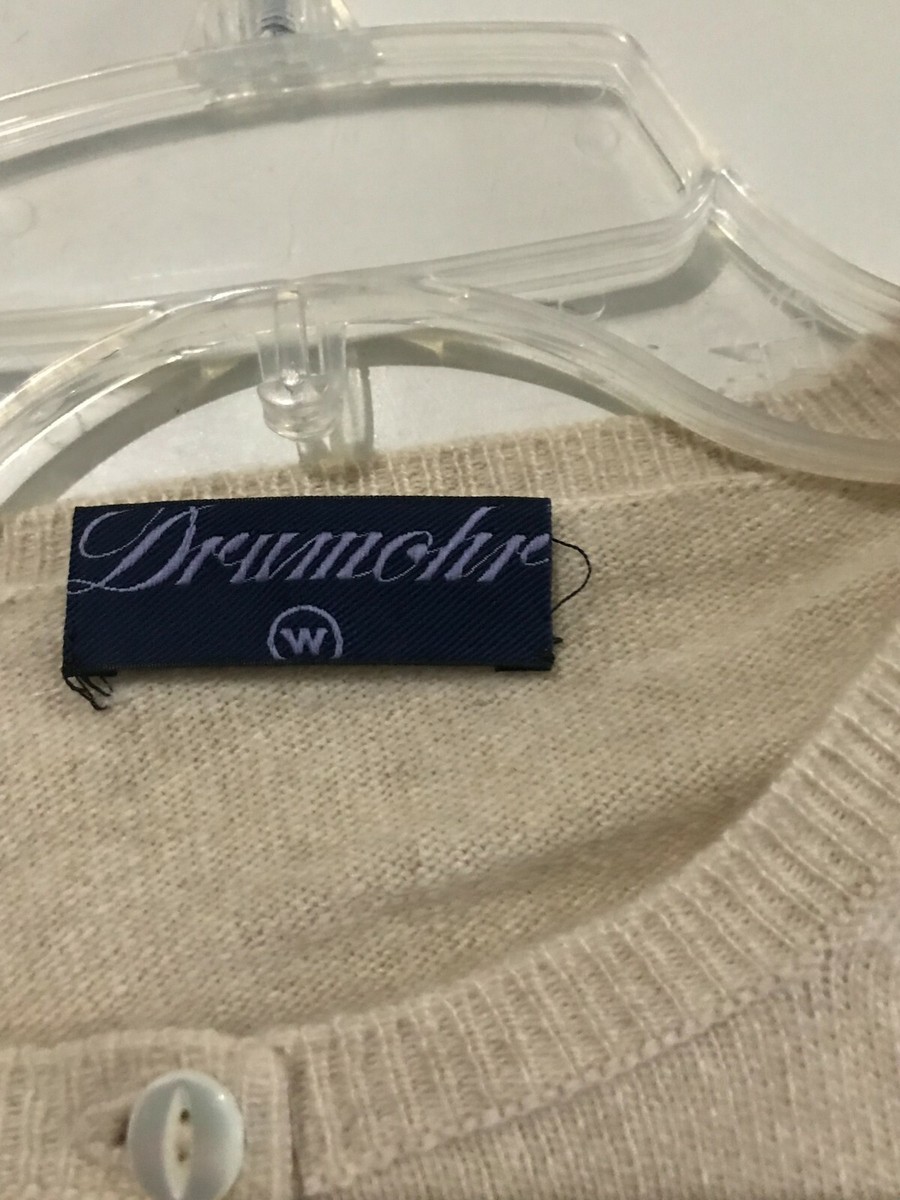 Drumohr 100% Pure Cashmere Scotland Size 42 Beige Cardigan Sweater
