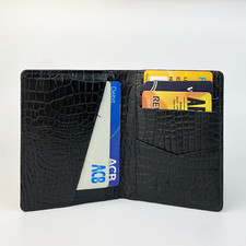 Black Genuine Crocodile Men Wallet Minimalist Leather ID Credit Card Holder