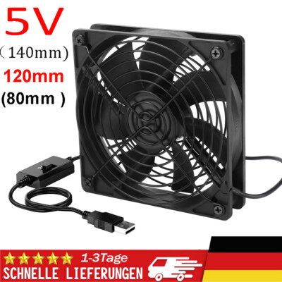 USB PC Ventilator lüfter 80/120/140mm Leise Gehäuselüfter Einstellbare Fan 5V