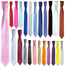 UK BOYS SATIN SLIM TIES PAGEBOY WEDDING PROM DINNER SUIT TIE