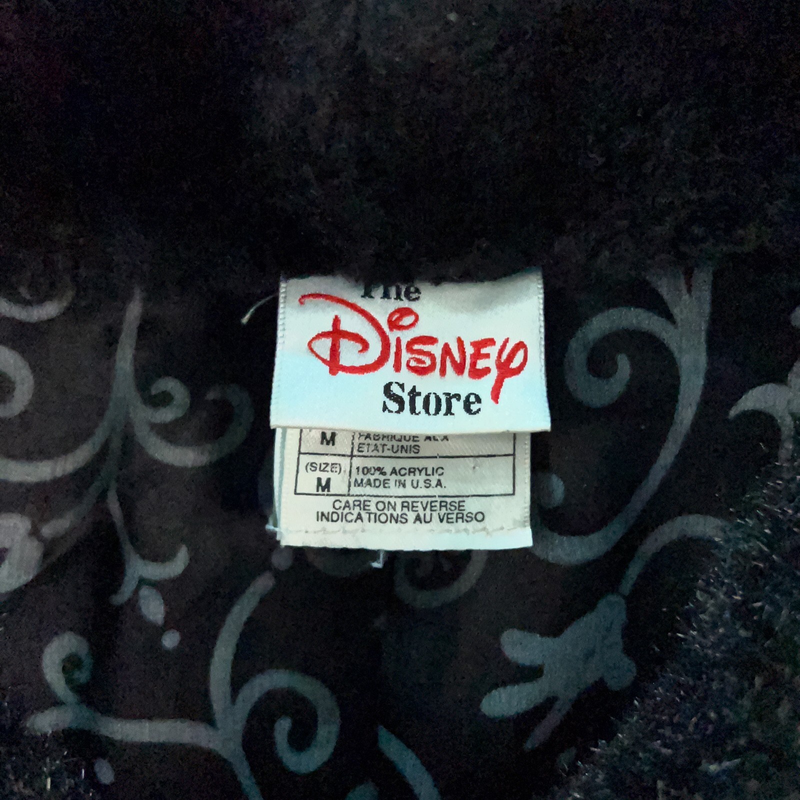 Disney Store Womens Faux Fur Coat Medium Black Vintage Mickey Minnie Mouse USA image 5