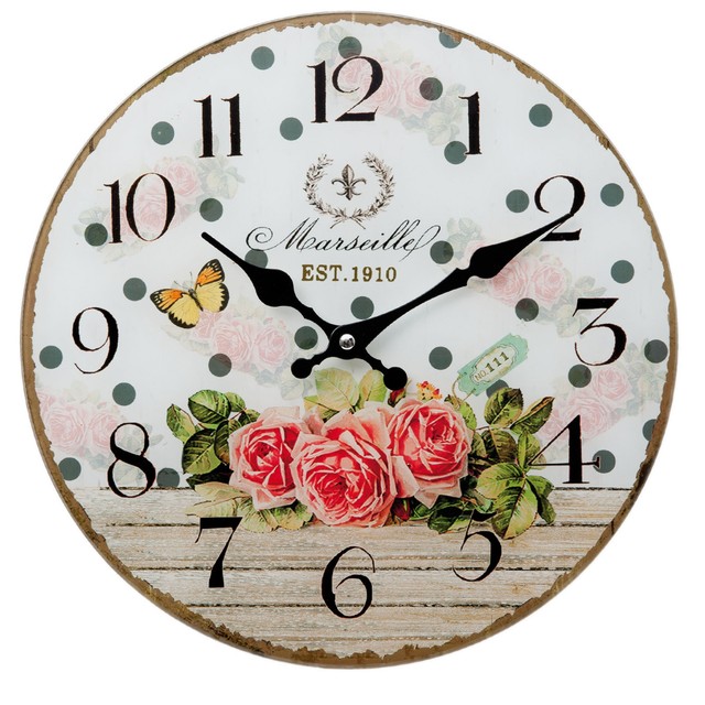 Clayre Eef Dekorative Wanduhr Landhaus Rosen Glas O 30 Cm Gunstig Kaufen Ebay