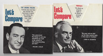 1964 Pair Let's Compare Wheels 4 Prez & VP Goldwater Johnson & Miller Humphrey