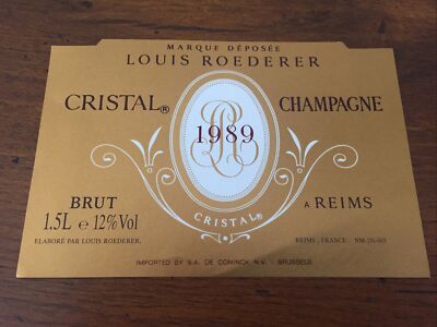 Ein Champagner Etikett Cristal Roederer 1989 Magnum