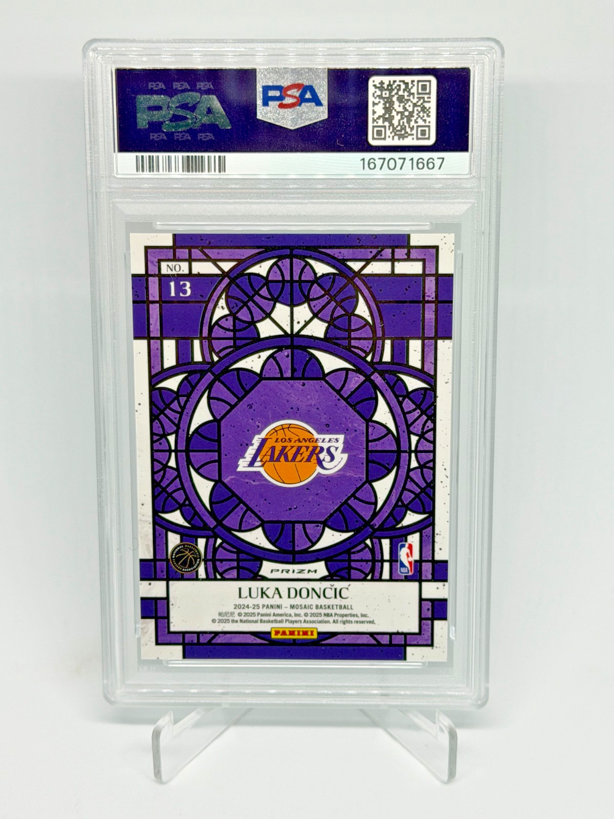 Luka Doncic 2024-25 Panini Mosaic #13 Stained Glass Case Hit SSP PSA 10 Gem Mint view 3