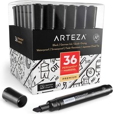 Permanent Markers, Set of 36, Black, Chisel Tip, Waterproof