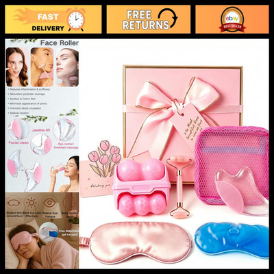 Skincare Tool Gift Set for Women & Teens - Gua Sha, Jade Roller, Ice Roller, Eye