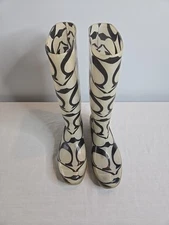 Ladies Coach White & Black Rain Boots Sz 8