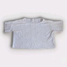 Ottod’Ame White Eyelet Floral Crop Boxy Oversized Top Made In Italy