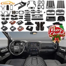 Center Console Interior Overlay Covers Kit For Chevy Silverado GMC Sierra 19-26