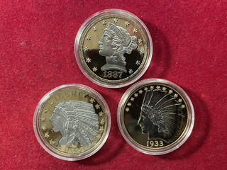 USA Vereinigte Staaten von Amerika Drei Medaillen Gold Eagle 1887 1929 1933