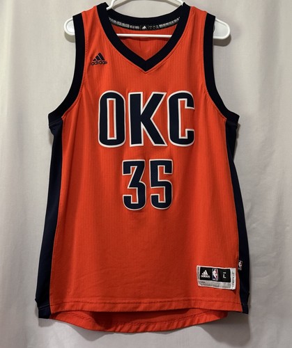 Kevin Durant #35 OKC Thunder Jersey Adidas NBA Size L Length +2 Has Flaws