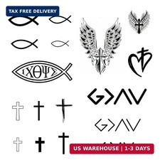 One Grace Christian Temporary Tattoos God Is Greater Cross Waterproof Body Art