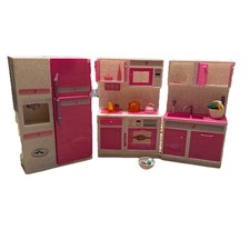 Barbie Vintage Doll House Stove Refrigerator Lot 3 pieces With Food Accessories