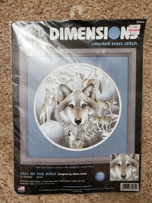 VTG 2002 Dimensions CALL OF THE WOLF Counted Cross Stitch Kit 35084 Diana Casey