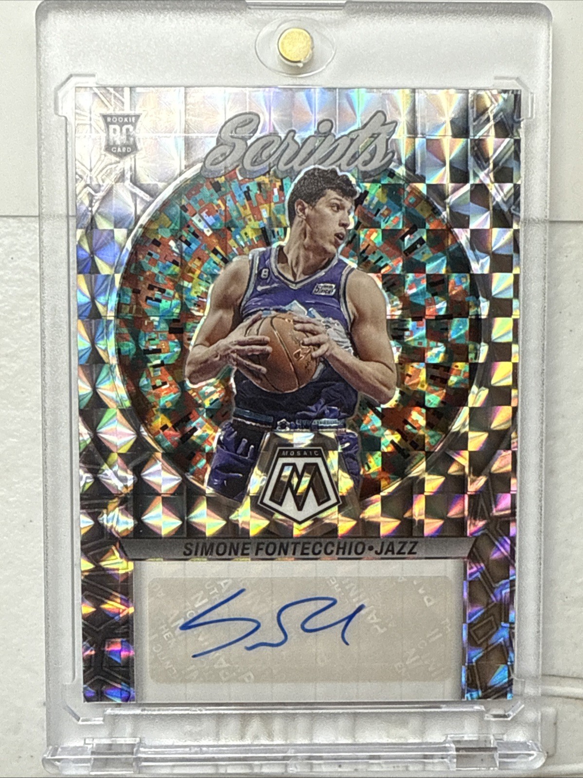 SIMONE FONTECCHIO Rookie Auto 2022-23 Mosaic Silver Scripts RC #RS-FON Jazz
