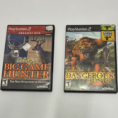 Activision PS2 Cabela's Hunting Game Lot (2) w/ Cases/Manuals Big Game/Danger