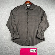 Calvin Klein Slim Fit Shirt Gray Plaid Casual Button Up Long Sleeve Mens Large